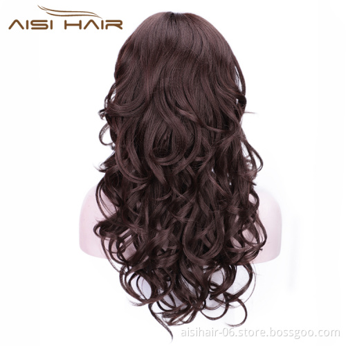 Long Wavy Brown Body Wave Wig Heat Resistant Synthetic Hair For Black White Women Fashion Cosplay Party Wigs